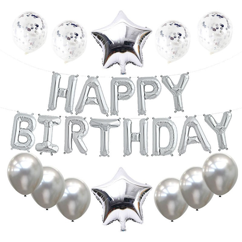 18寸生日派對星星亮片氣球套裝 HAPPY BIRTHDAY 生日裝飾 佈置道具 字母氣球 9