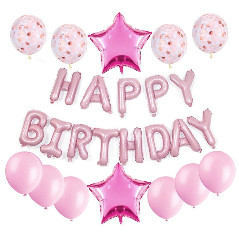 18寸生日派對星星亮片氣球套裝 HAPPY BIRTHDAY 生日裝飾 佈置道具 字母氣球 6