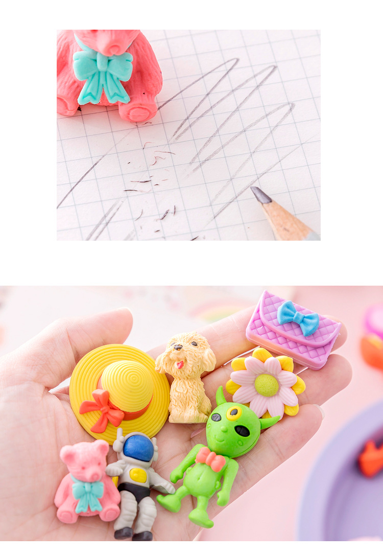 可愛3D立體造型橡皮擦 文具用品 兒童節禮物 拼裝橡皮擦 修正用品 8